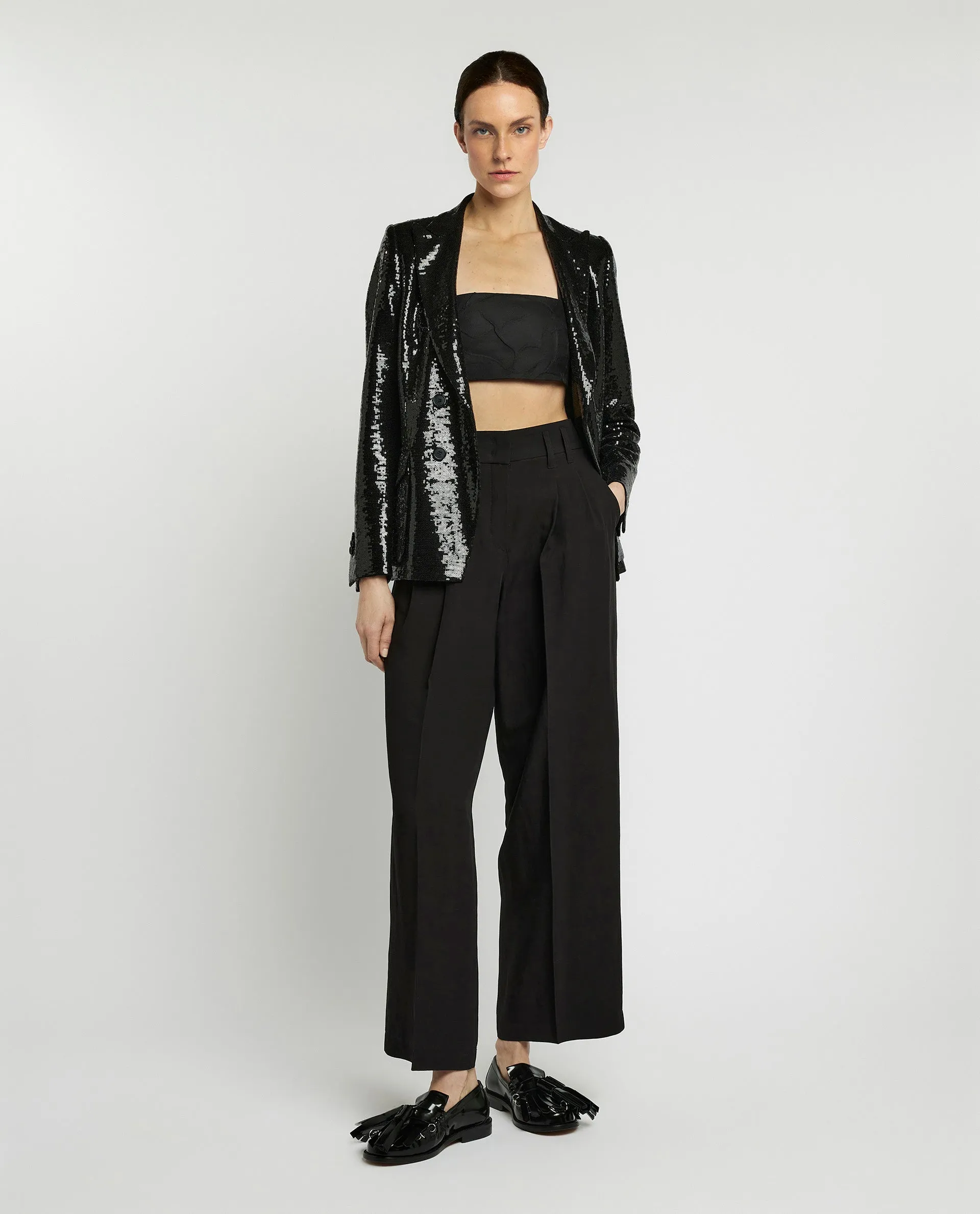 Double breasted blazer met pailletten - Zwart sold by Pauw Amsterdam