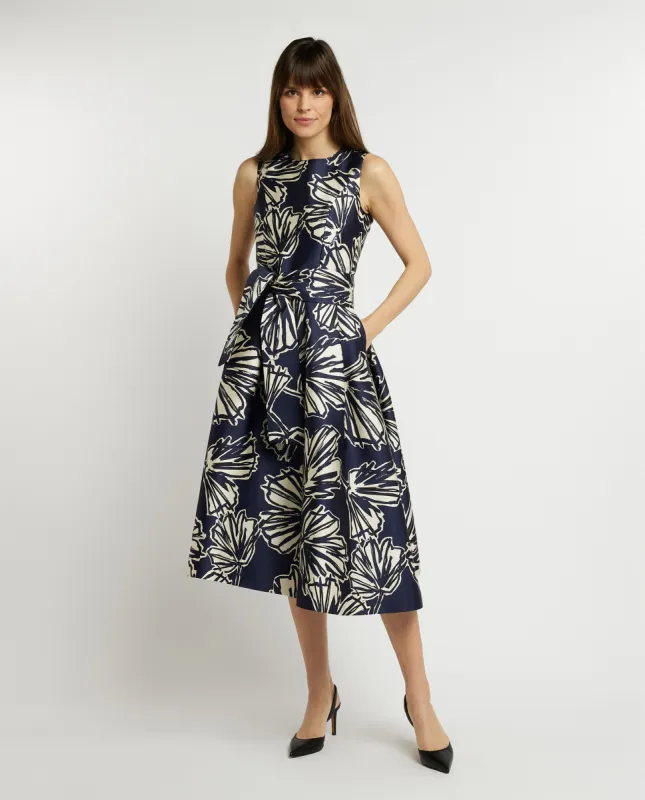 Midi jurk met ceintuur - Blauw sold by Pauw Amsterdam