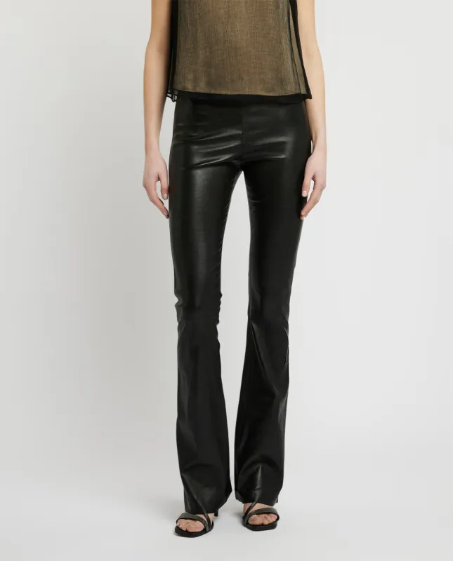 Flared broek in stretch leer - Zwart sold by Pauw Amsterdam
