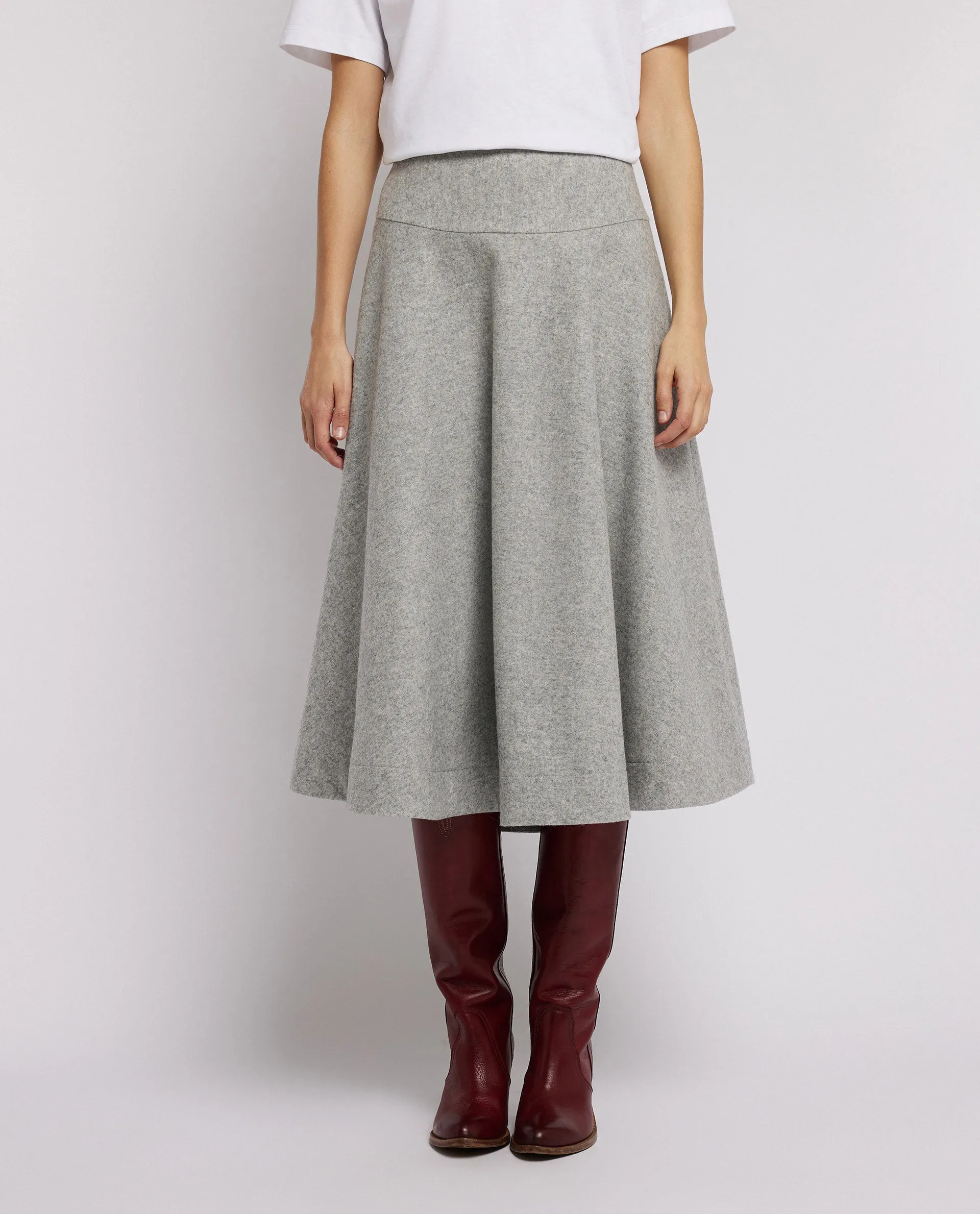 Wollen midi rok - Grijs sold by Pauw Amsterdam