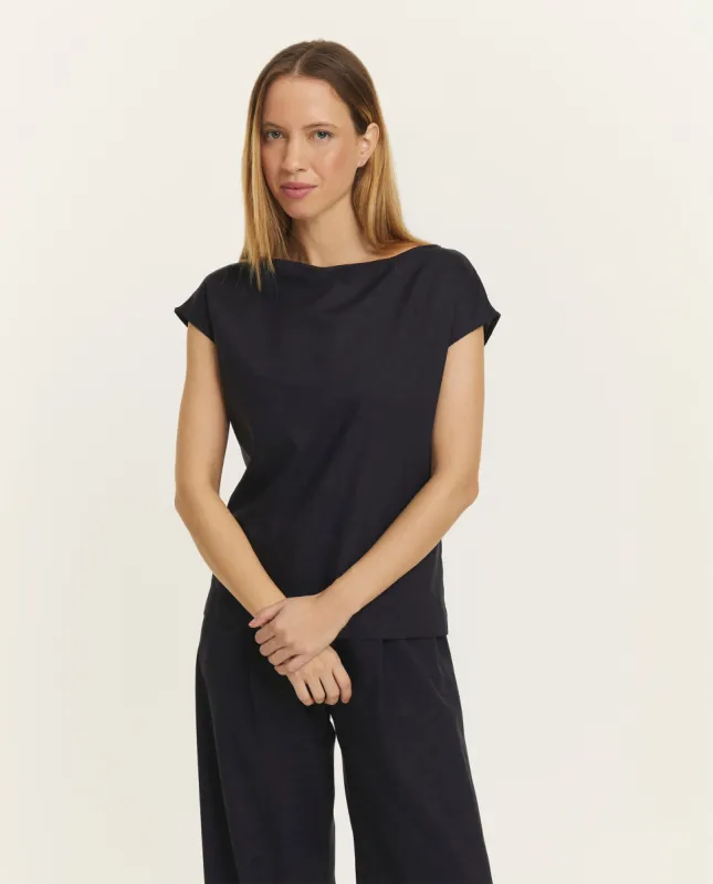 Mouwloze wollen top - Donkerblauw sold by Pauw Amsterdam