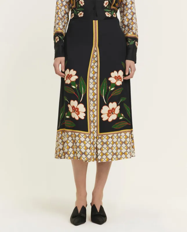 Satijnen midi rok  - Zwart sold by Pauw Amsterdam