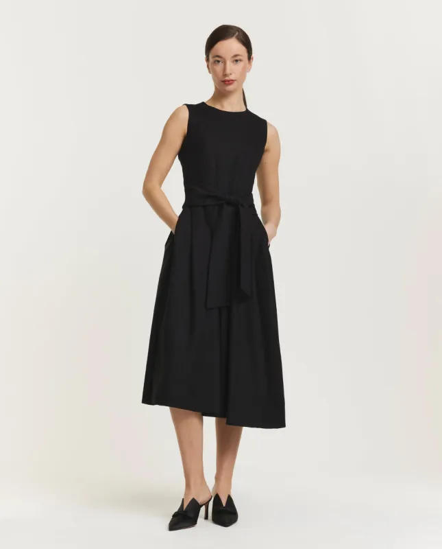 Midi Jurk met Ceintuur - Zwart sold by Pauw Amsterdam