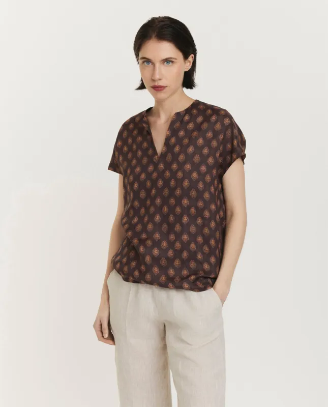 Top met kapmouwen - Bruin sold by Pauw Amsterdam