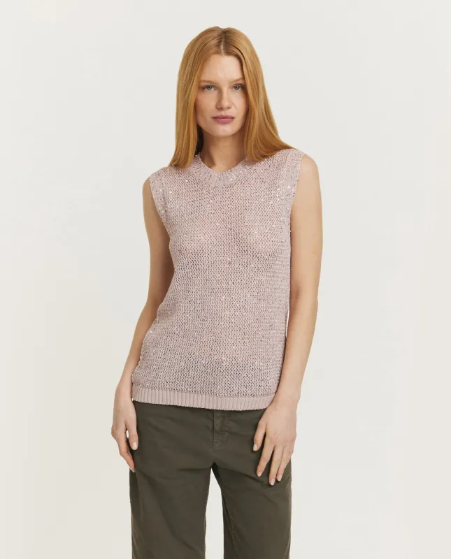 Gebreide top met pailletten - Roze sold by Pauw Amsterdam