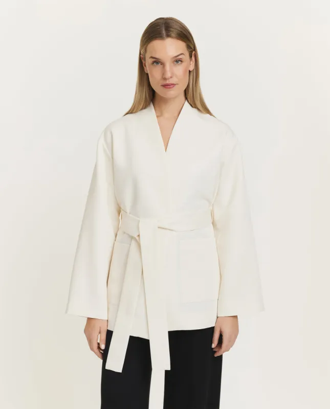 Kimono jasje met ceintuur - Ecru sold by Pauw Amsterdam