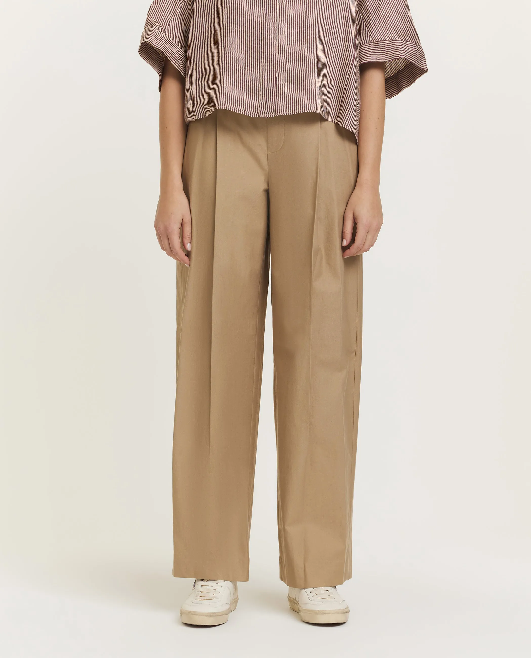 Wijde katoen-wollen broek - Lichtbruin sold by Pauw Amsterdam product image thumbnail 2