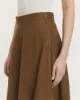 Suède A-lijn midi rok - Bruin sold by Pauw Amsterdam