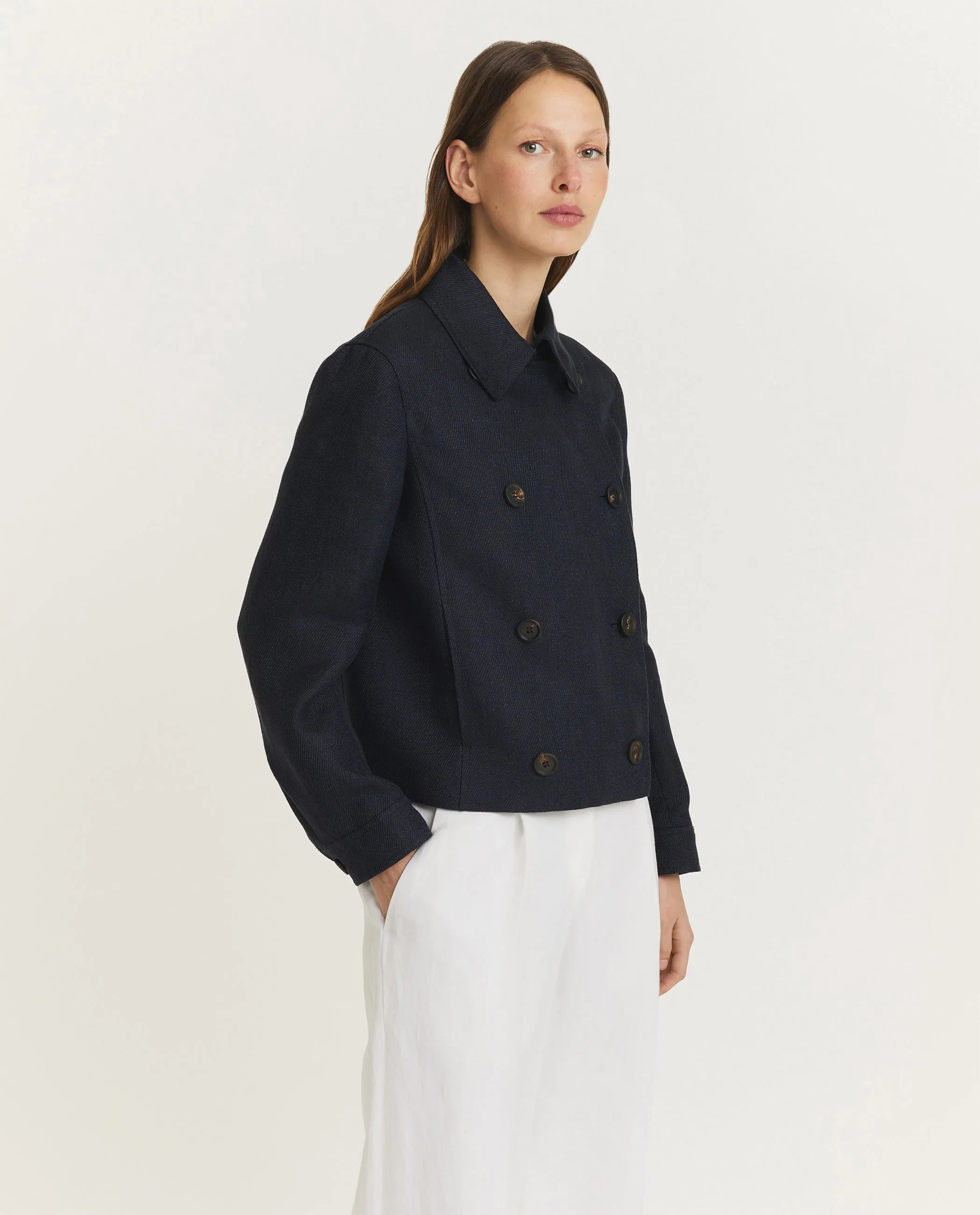 Double breasted linnen jasje - Blauw sold by Pauw Amsterdam product image thumbnail 4