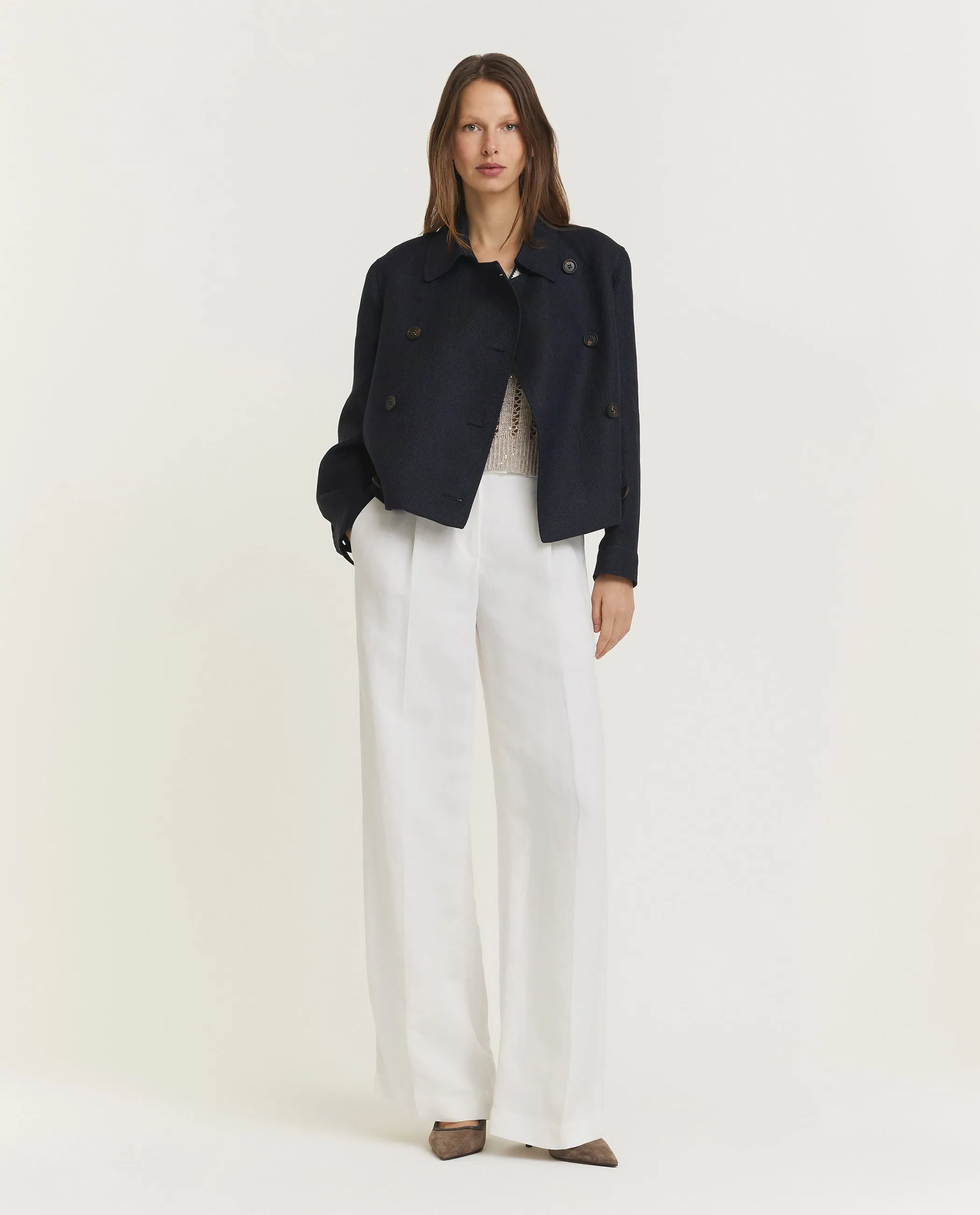 Double breasted linnen jasje - Blauw sold by Pauw Amsterdam product image thumbnail 3