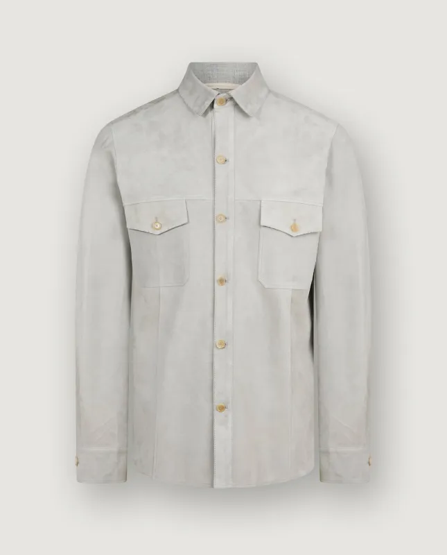 Suede Overshirt - Lichtgrijs sold by Pauw Amsterdam