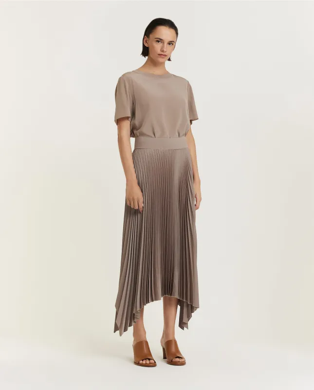 Asymmetrische Plissé Rok - Bruin sold by Pauw Amsterdam