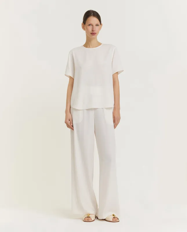 Soepelvallende wijde broek - Ecru sold by Pauw Amsterdam