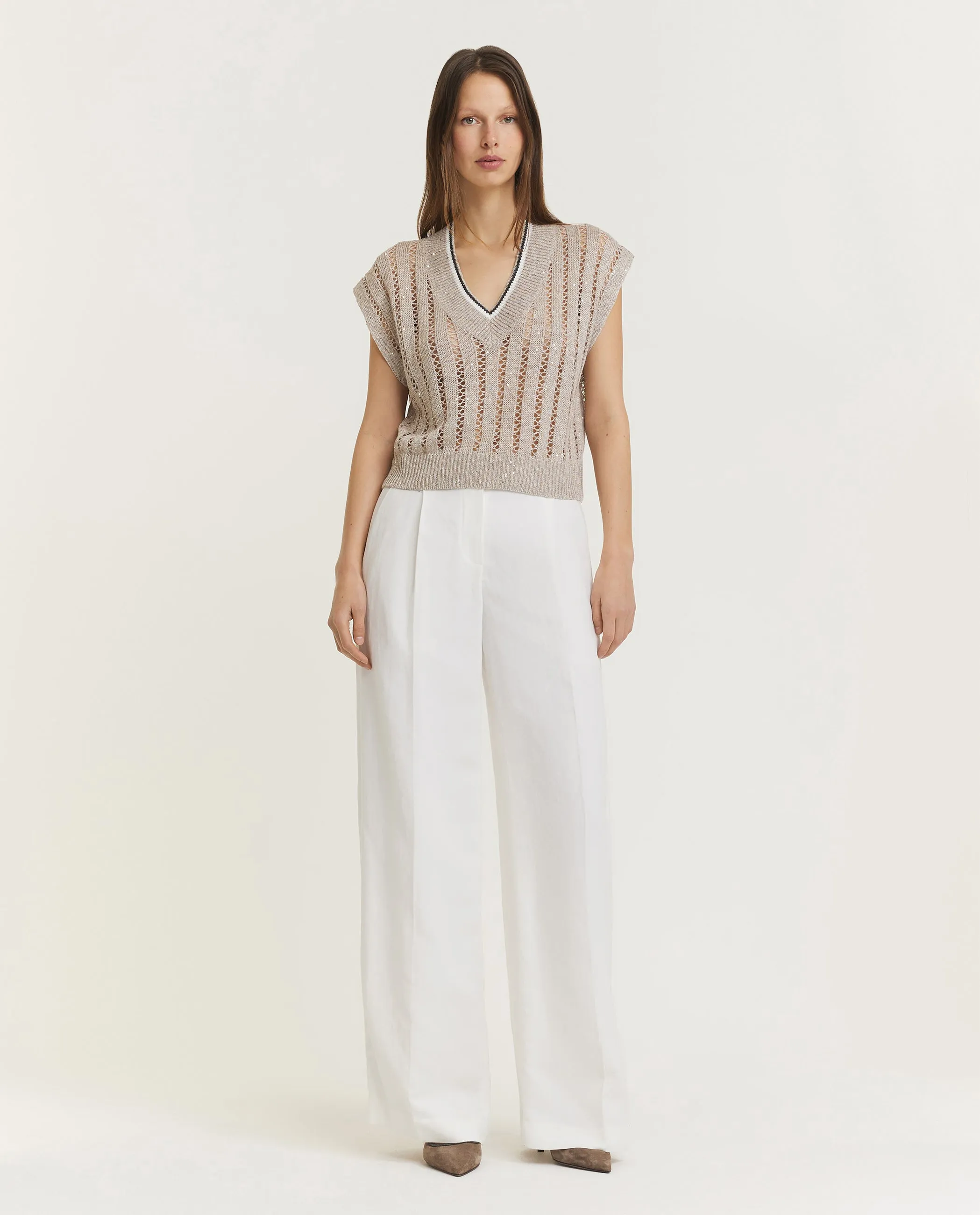 Viscose-linnen-mix broek - Wit sold by Pauw Amsterdam