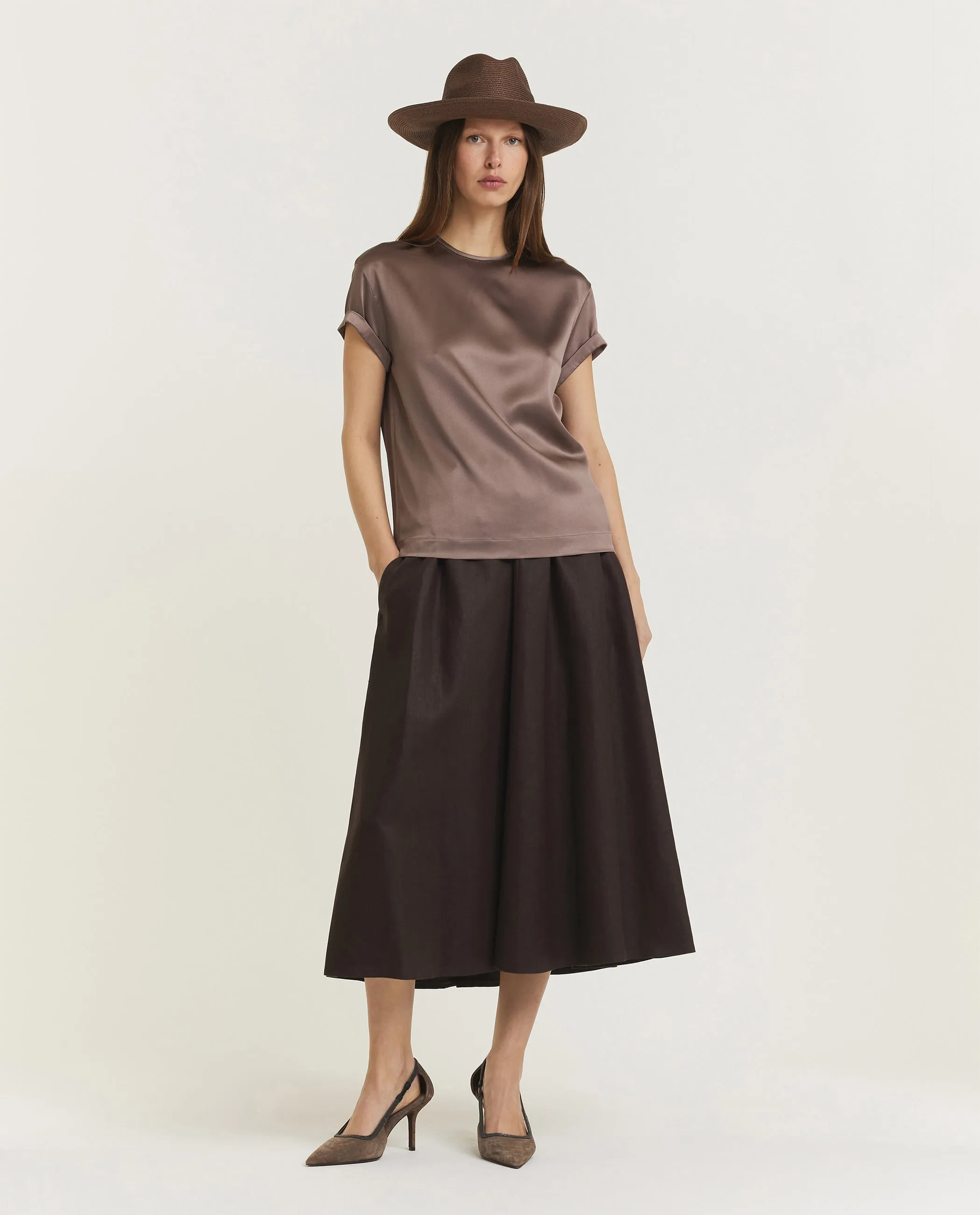 Linnen maxi rok - Bruin sold by Pauw Amsterdam