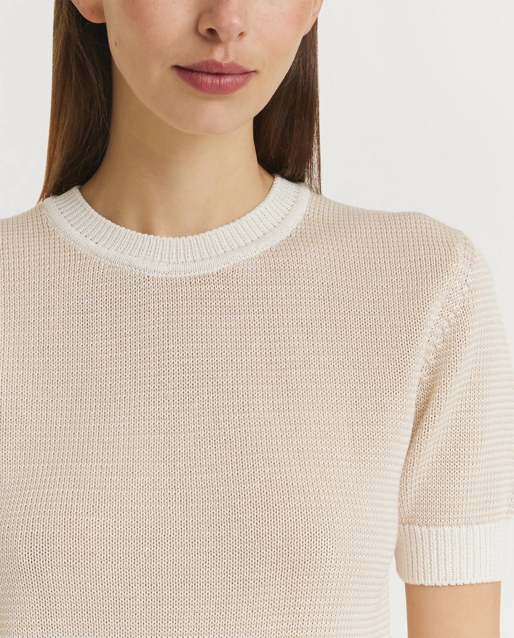 Gebreid katoenen T-shirt - Ecru sold by Pauw Amsterdam product image thumbnail 2