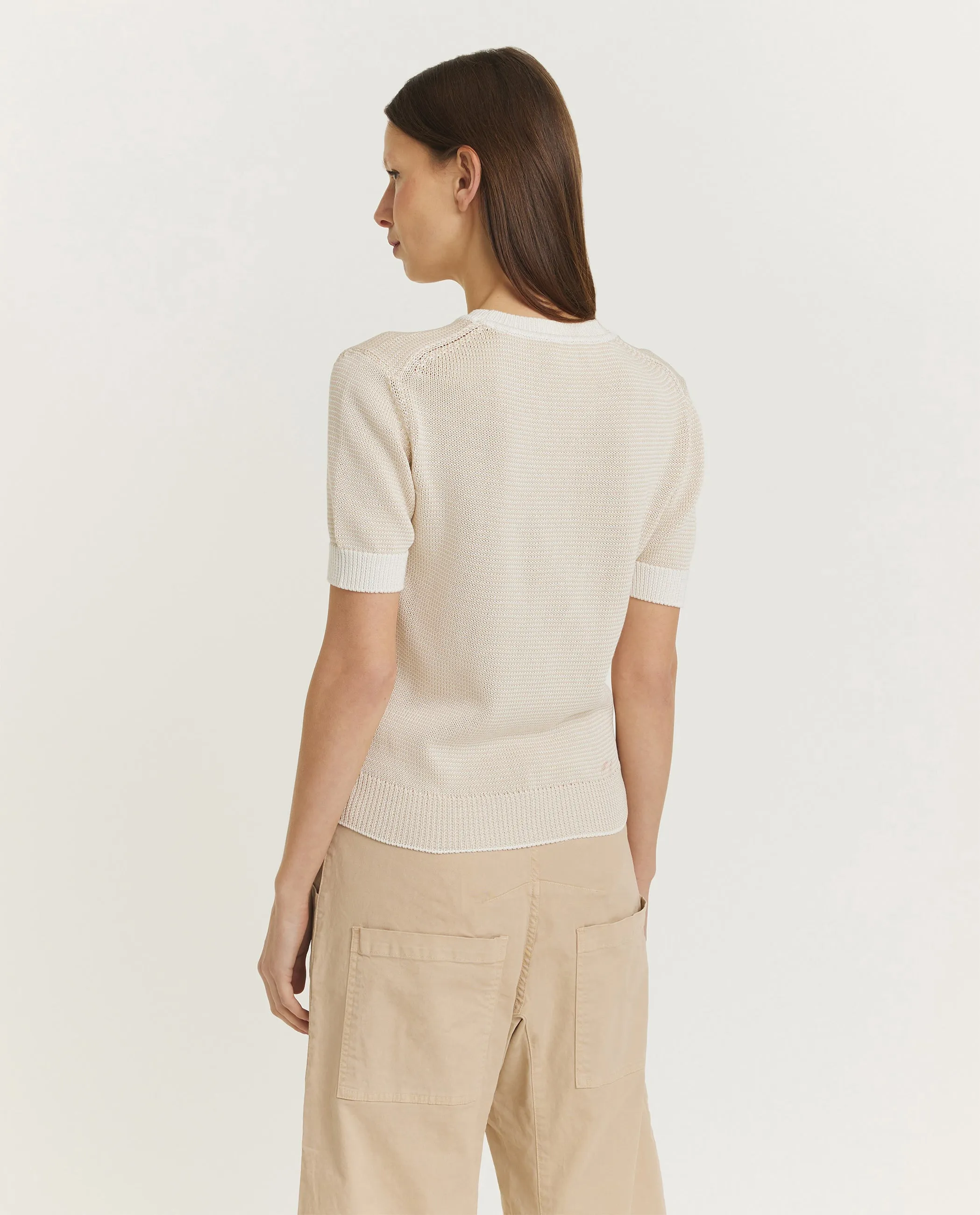 Gebreid katoenen T-shirt - Ecru sold by Pauw Amsterdam product image thumbnail 5