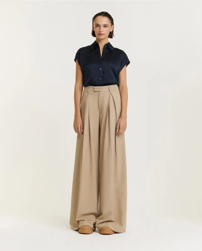 Wijde broek  - Beige sold by Pauw Amsterdam