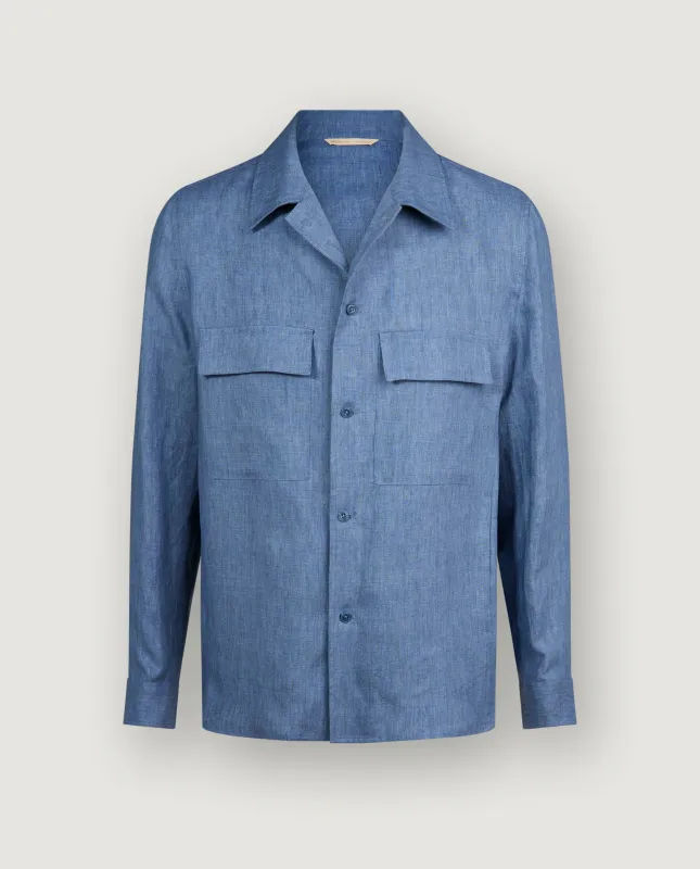 Linnen Overshirt - Blauw sold by Pauw Amsterdam