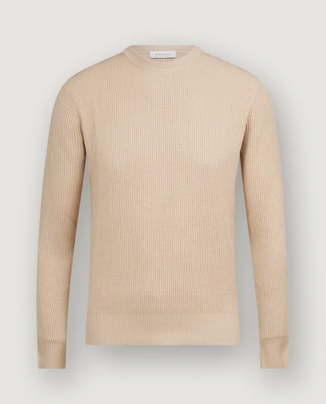 Geribde Ronde Hals Trui - Lichtbruin sold by Pauw Amsterdam