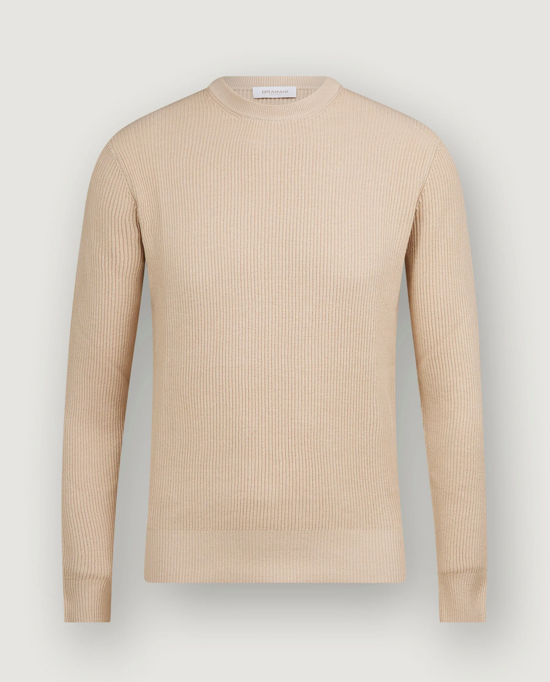 Geribde Ronde Hals Trui - Lichtbruin sold by Pauw Amsterdam