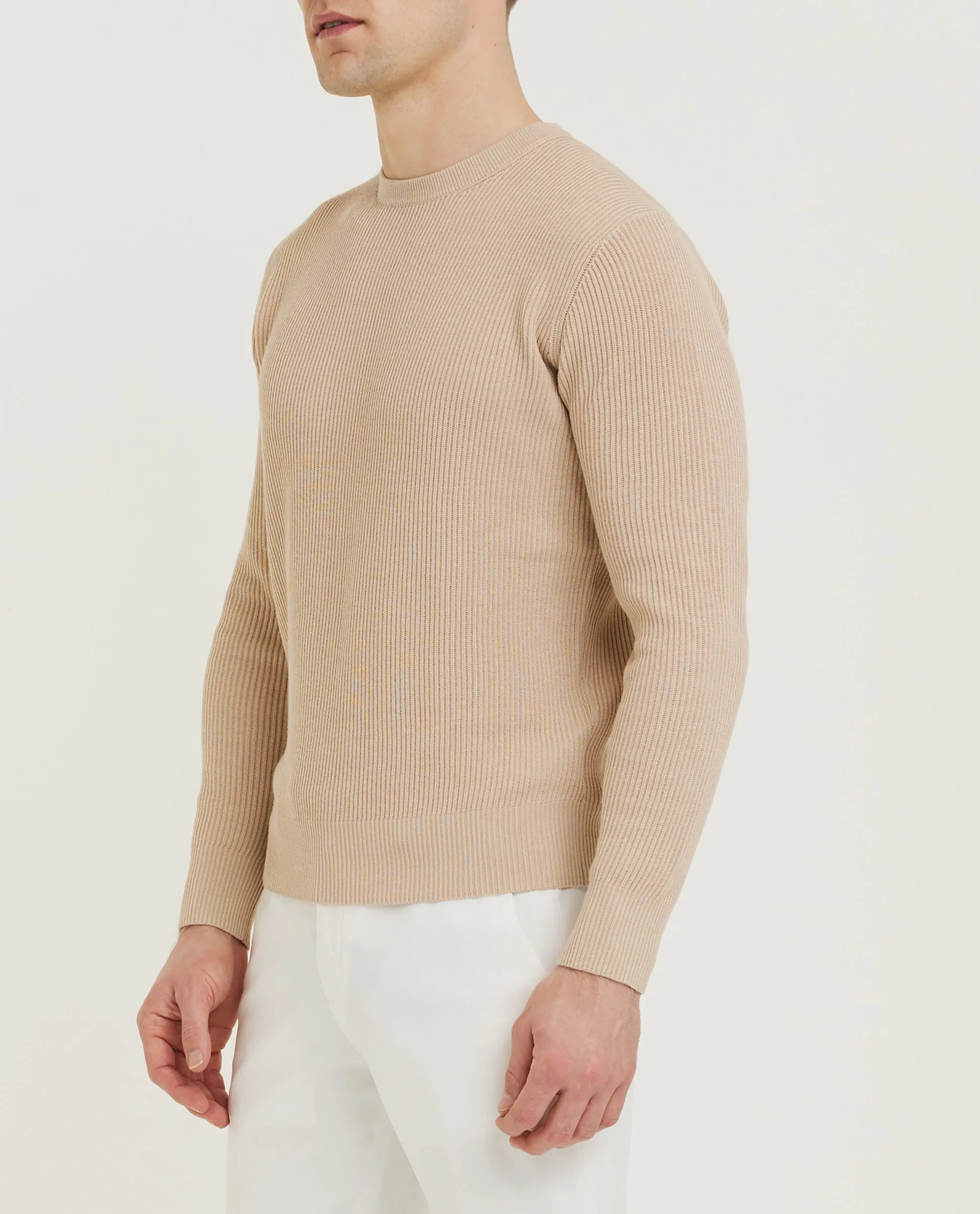 Geribde Ronde Hals Trui - Lichtbruin sold by Pauw Amsterdam product image thumbnail 3