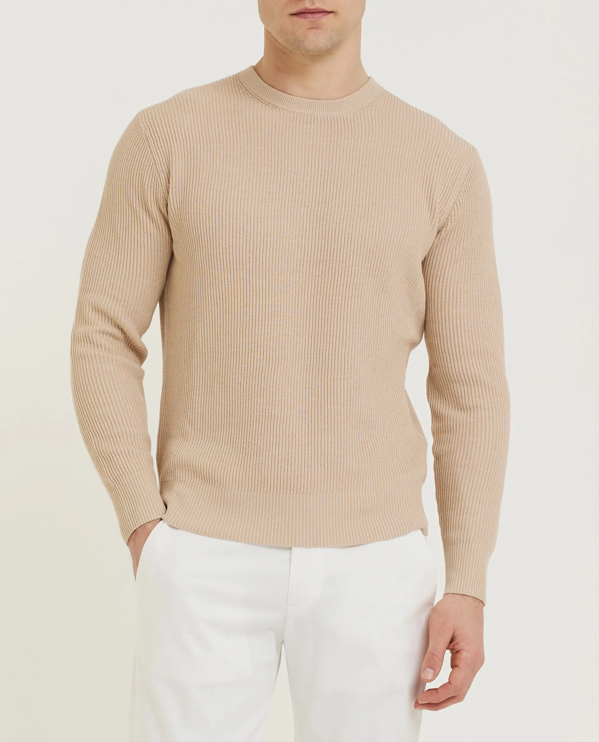 Geribde Ronde Hals Trui - Lichtbruin sold by Pauw Amsterdam product image thumbnail 2