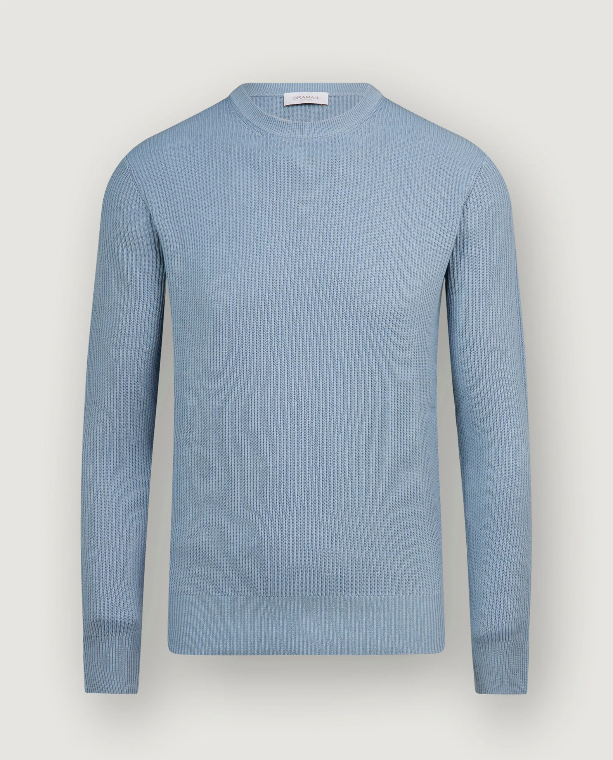 Geribde Ronde Hals Trui - Lichtblauw sold by Pauw Amsterdam
