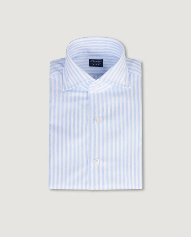 Gestreept Oxford Shirt - Lichtblauw made by Finamore