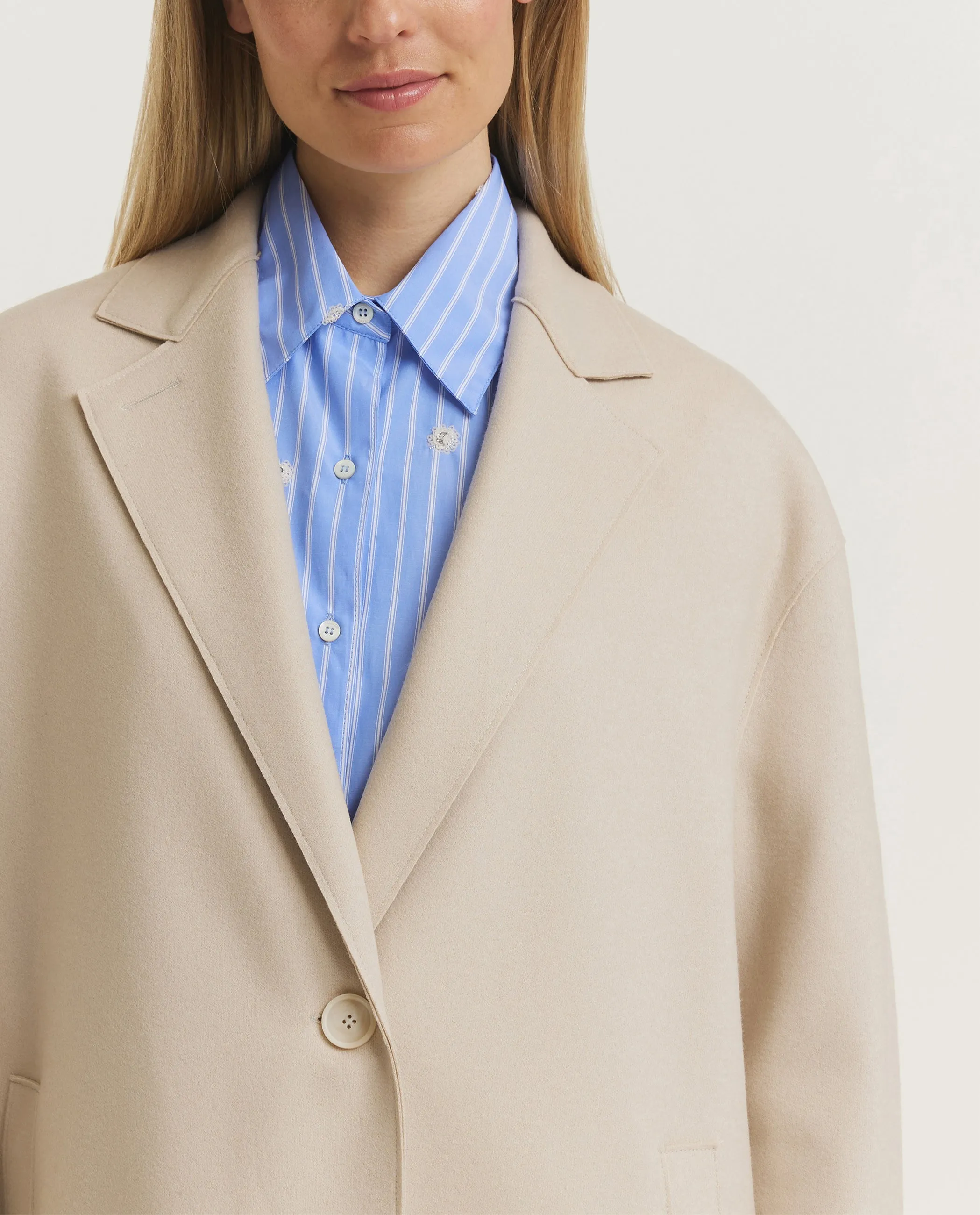 Geperste Wol Cashmere Jas - Lichtbruin sold by Pauw Amsterdam product image thumbnail 2