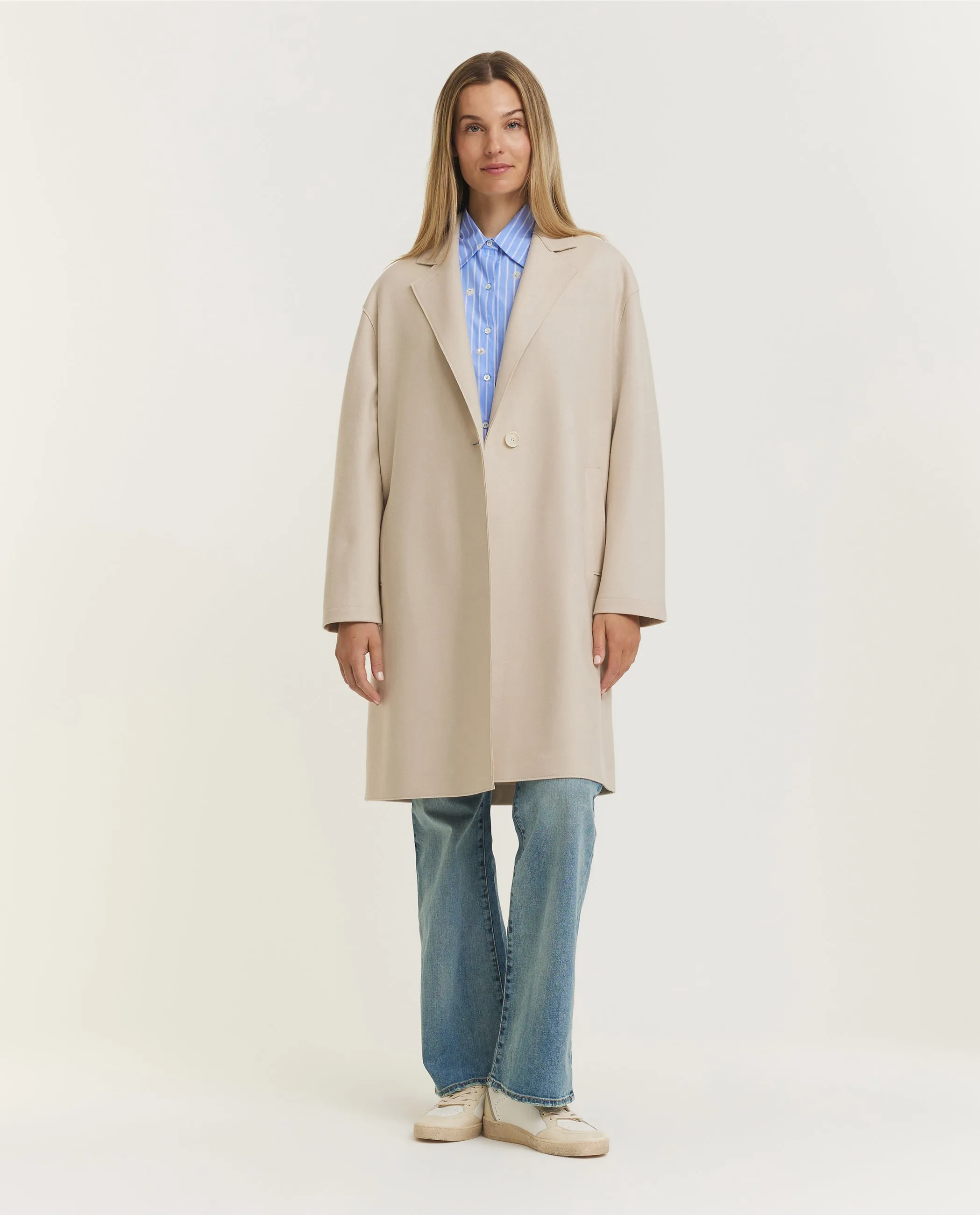 Geperste Wol Cashmere Jas - Lichtbruin sold by Pauw Amsterdam