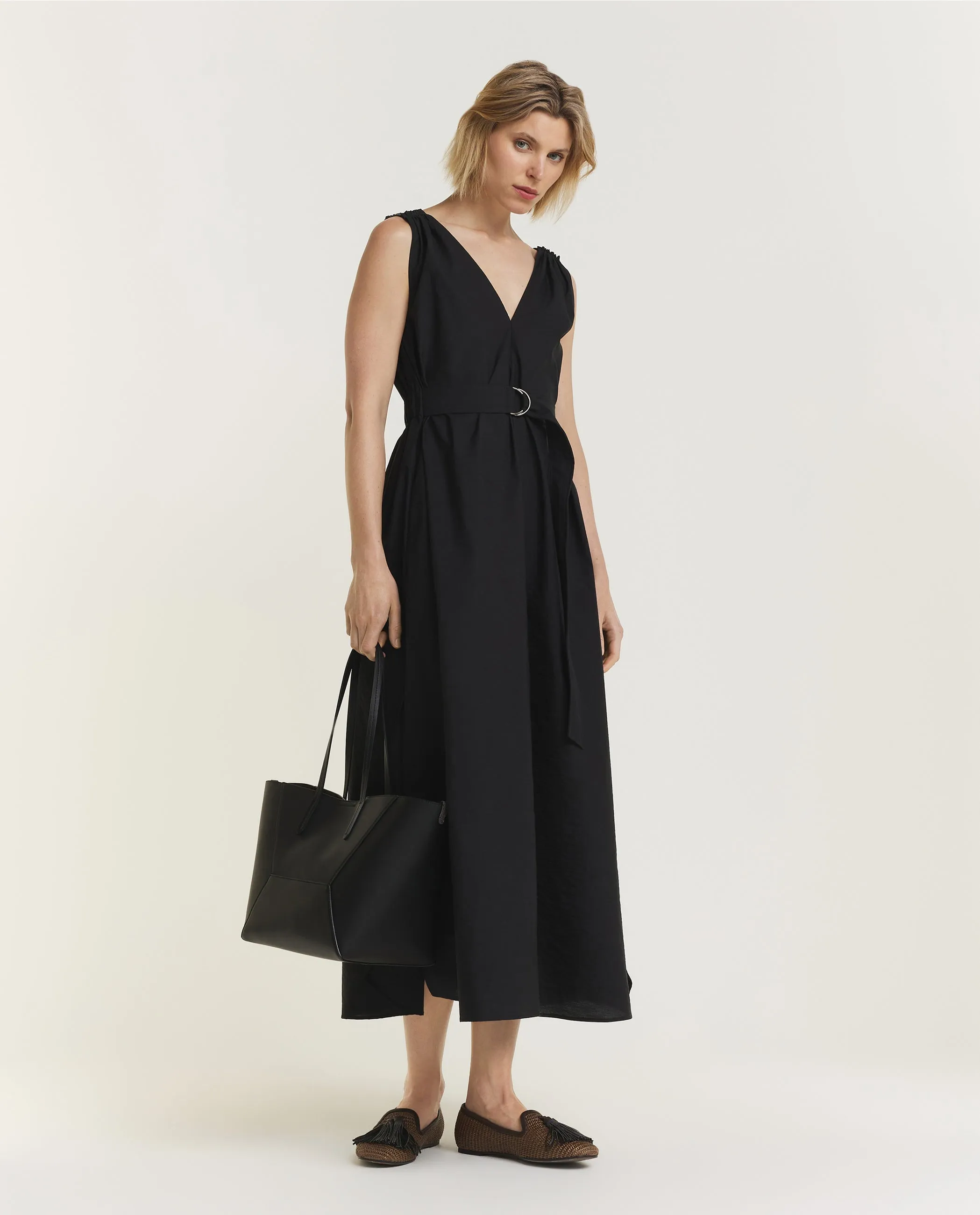 Poplin Jurk met Riem - Zwart sold by Pauw Amsterdam product image thumbnail 3