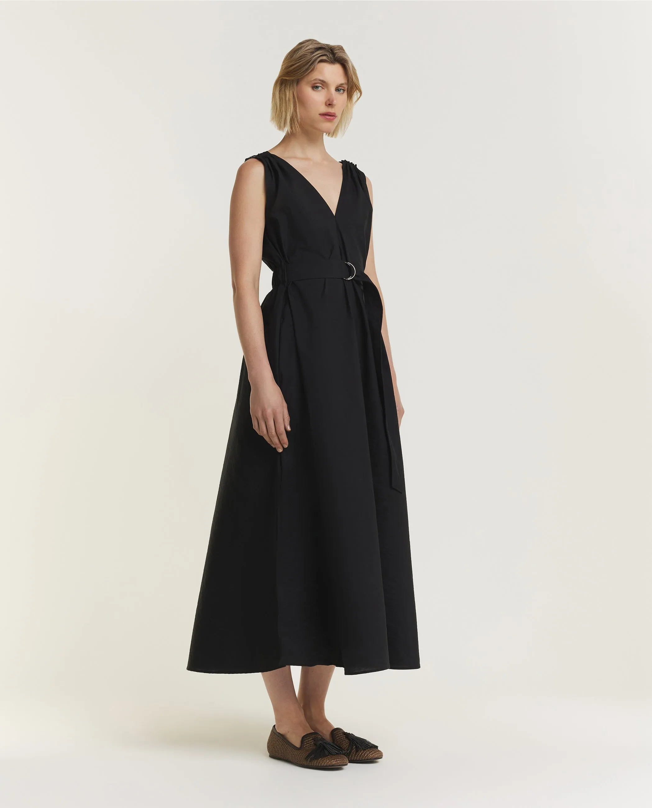 Poplin Jurk met Riem - Zwart sold by Pauw Amsterdam product image thumbnail 4