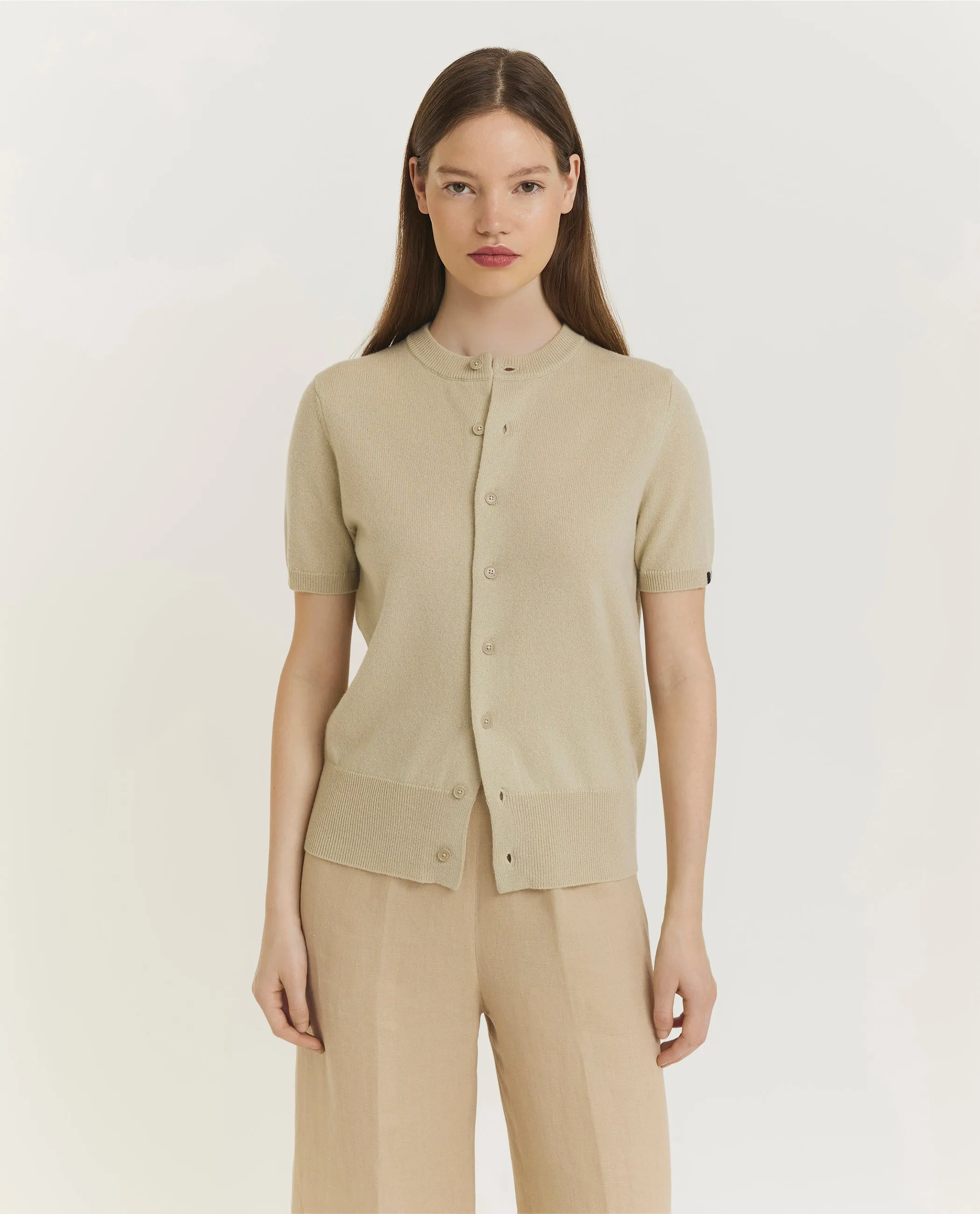 Korte Mouwen Cardigan - Lichtbruin sold by Pauw Amsterdam