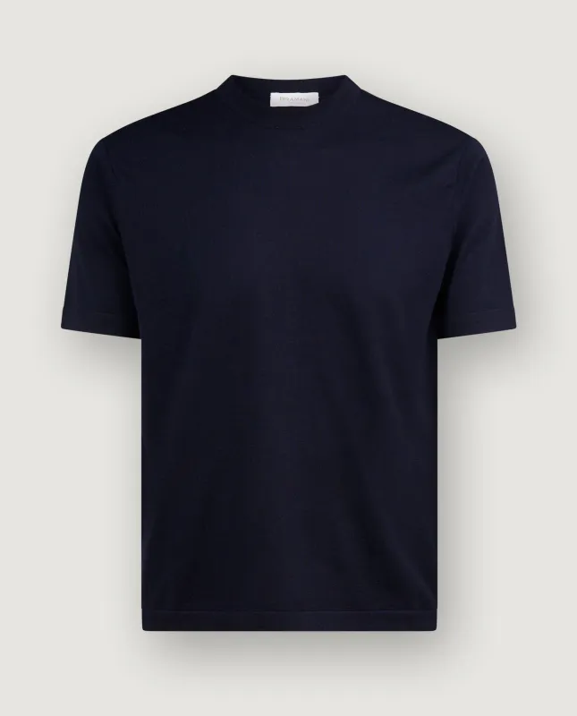 Katoen Zijde T-Shirt - Donkerblauw sold by Pauw Amsterdam