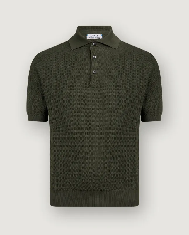Katoen Crochet Polo - Groen sold by Pauw Amsterdam
