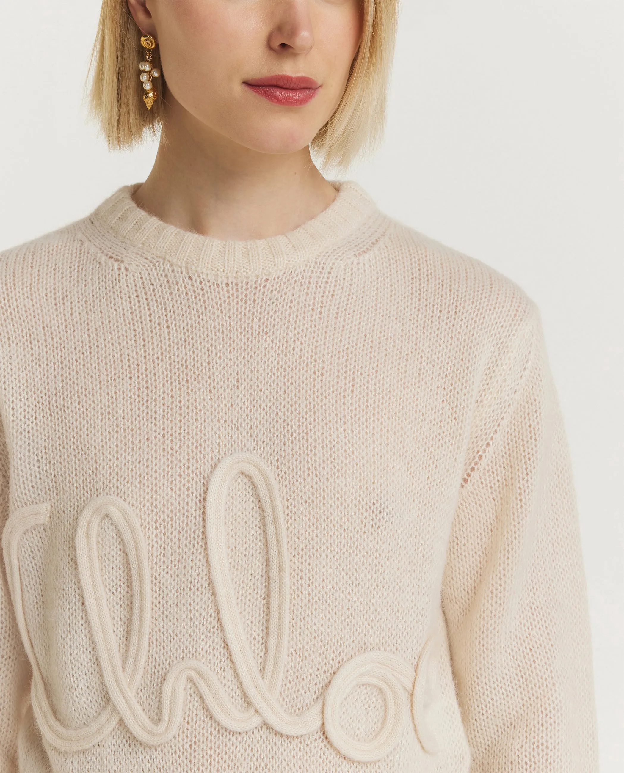 Alpaca Zijde Logo Trui - offline only - Ecru sold by Pauw Amsterdam product image thumbnail 2