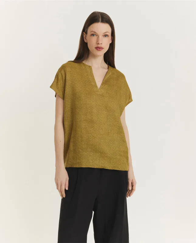 Top met kapmouwen - Geel sold by Pauw Amsterdam