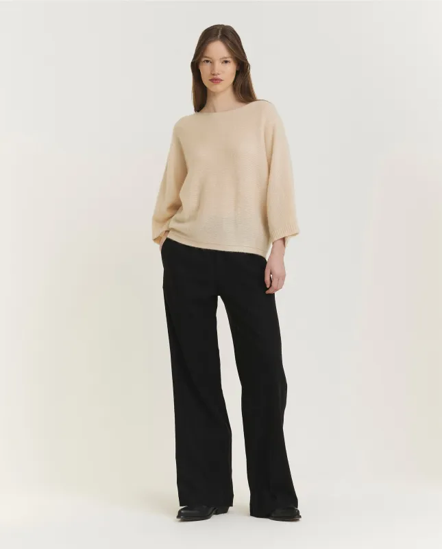 Wijde linnen mix broek - Zwart sold by Pauw Amsterdam