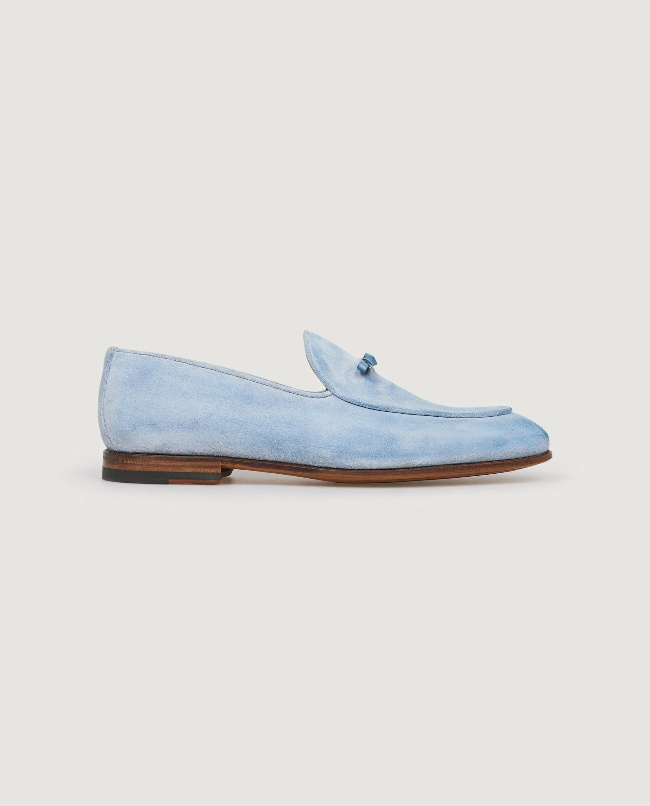 Suede Belgian Loafers - Lichtblauw sold by Pauw Amsterdam