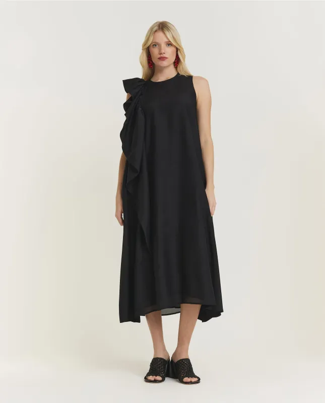 Floral Shoulder Jurk - Zwart sold by Pauw Amsterdam