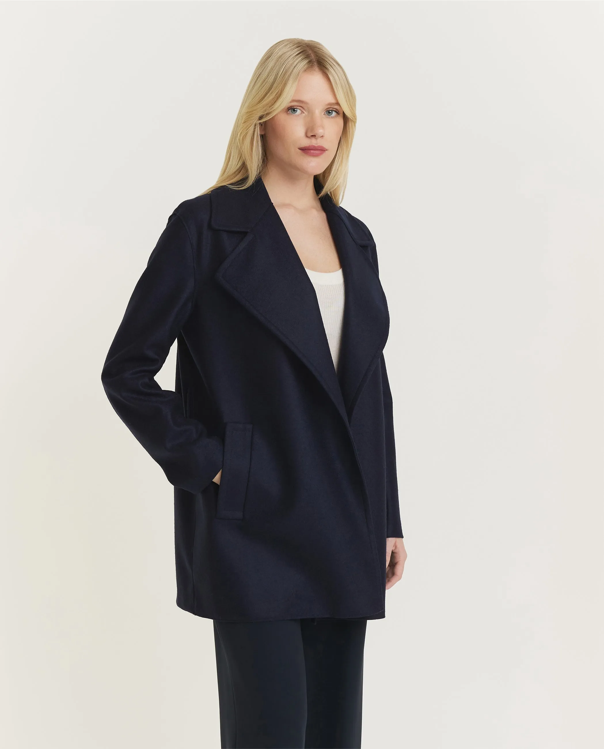 Wollen Jas met Ceintuur - Donkerblauw sold by Pauw Amsterdam product image thumbnail 4