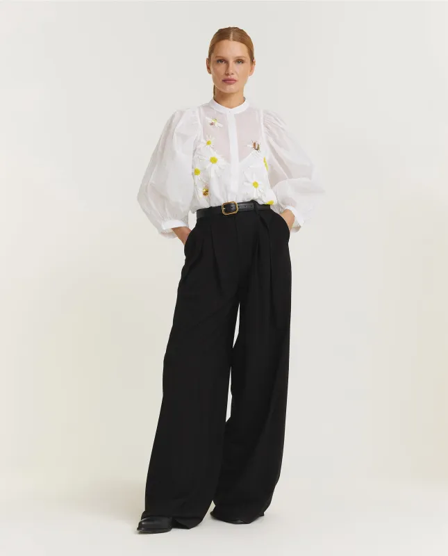 Wijde Geplooide Broek  - Zwart sold by Pauw Amsterdam