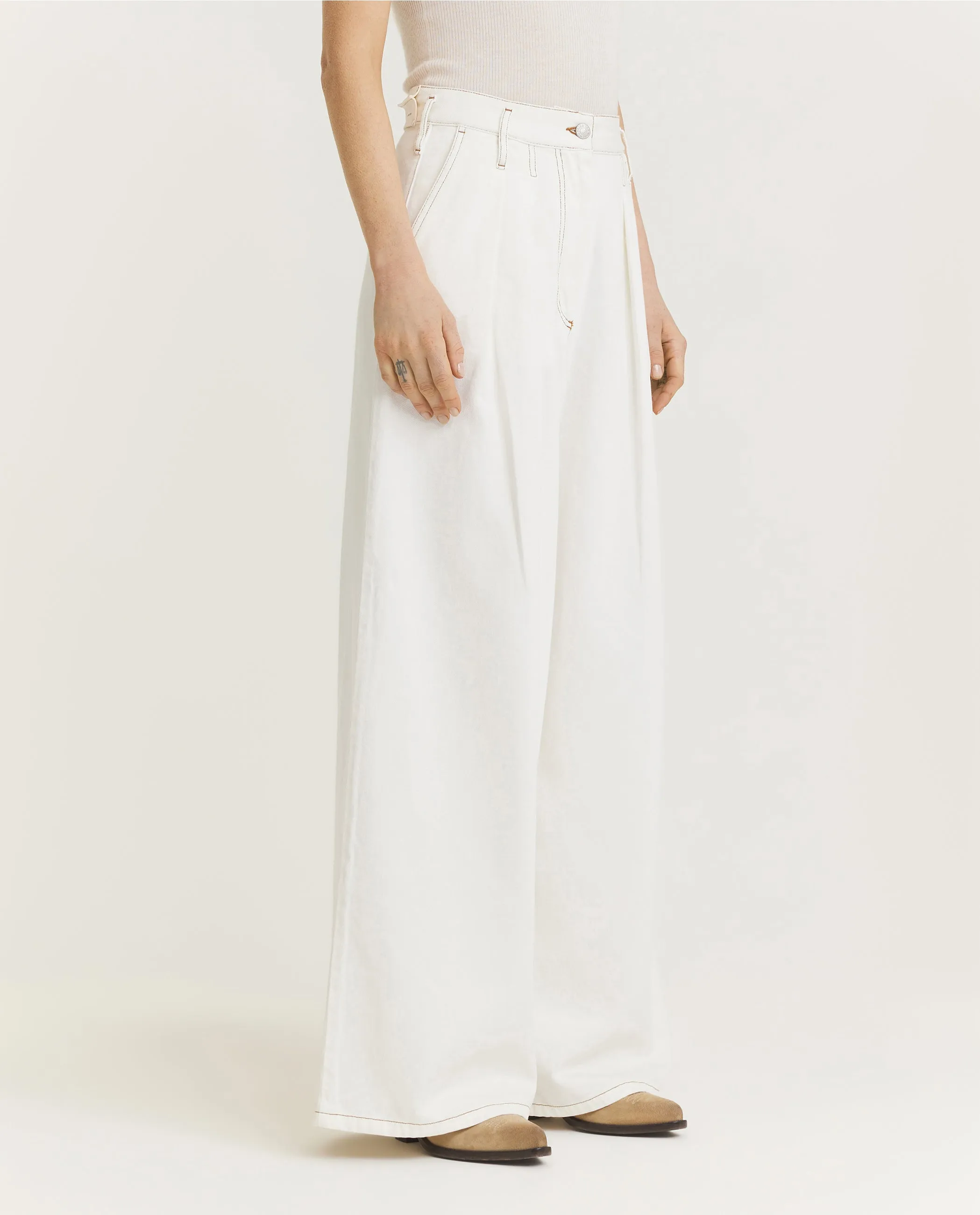 Geplooide Spijkerbroek - Ecru sold by Pauw Amsterdam product image thumbnail 3