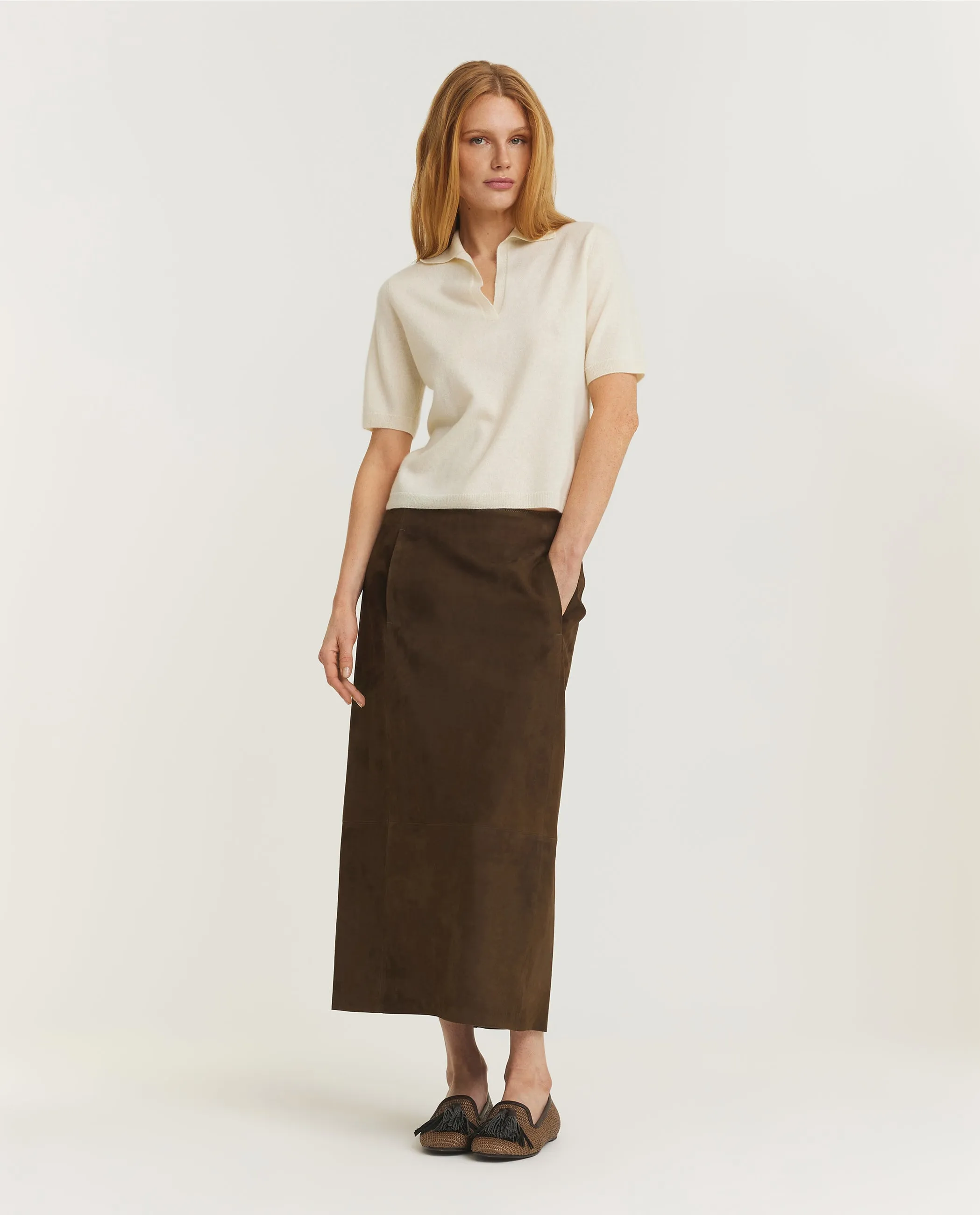 Suede Midi Skirt - Bruin sold by Pauw Amsterdam