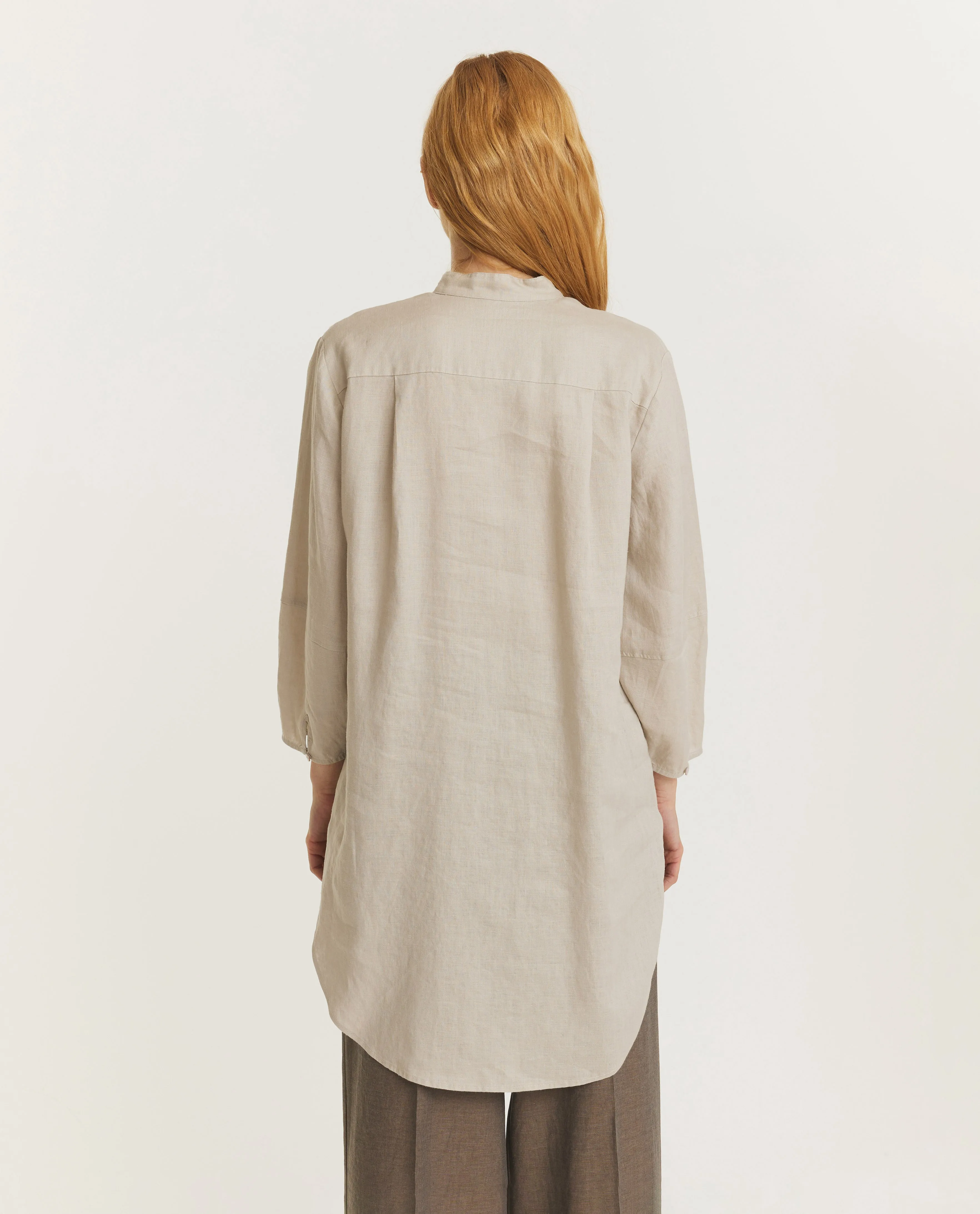 Linnen Mandarin Shirt - Lichtbruin sold by Pauw Amsterdam product image thumbnail 5