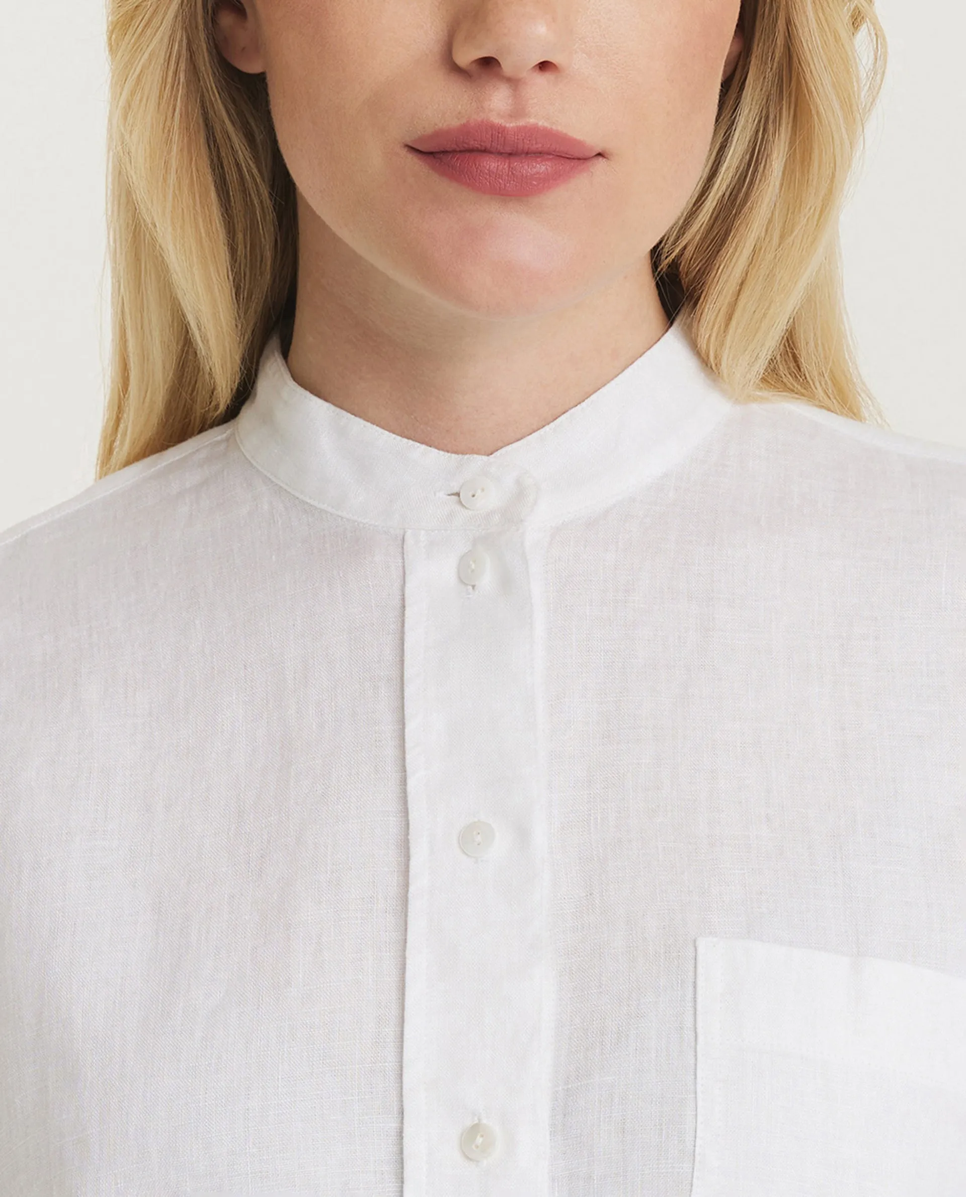 Linnen Mandarin Shirt - Wit sold by Pauw Amsterdam product image thumbnail 2