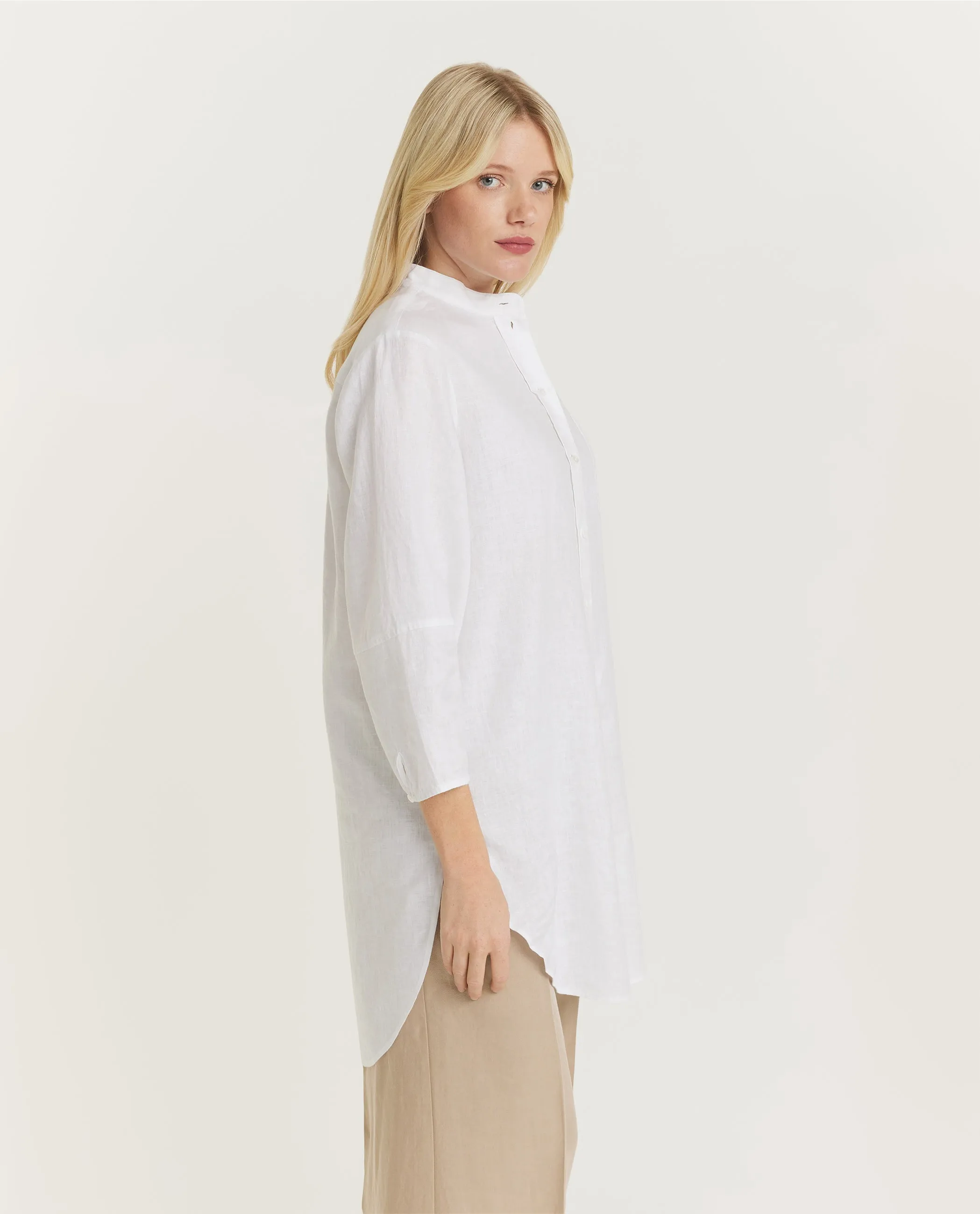 Linnen Mandarin Shirt - Wit sold by Pauw Amsterdam product image thumbnail 4