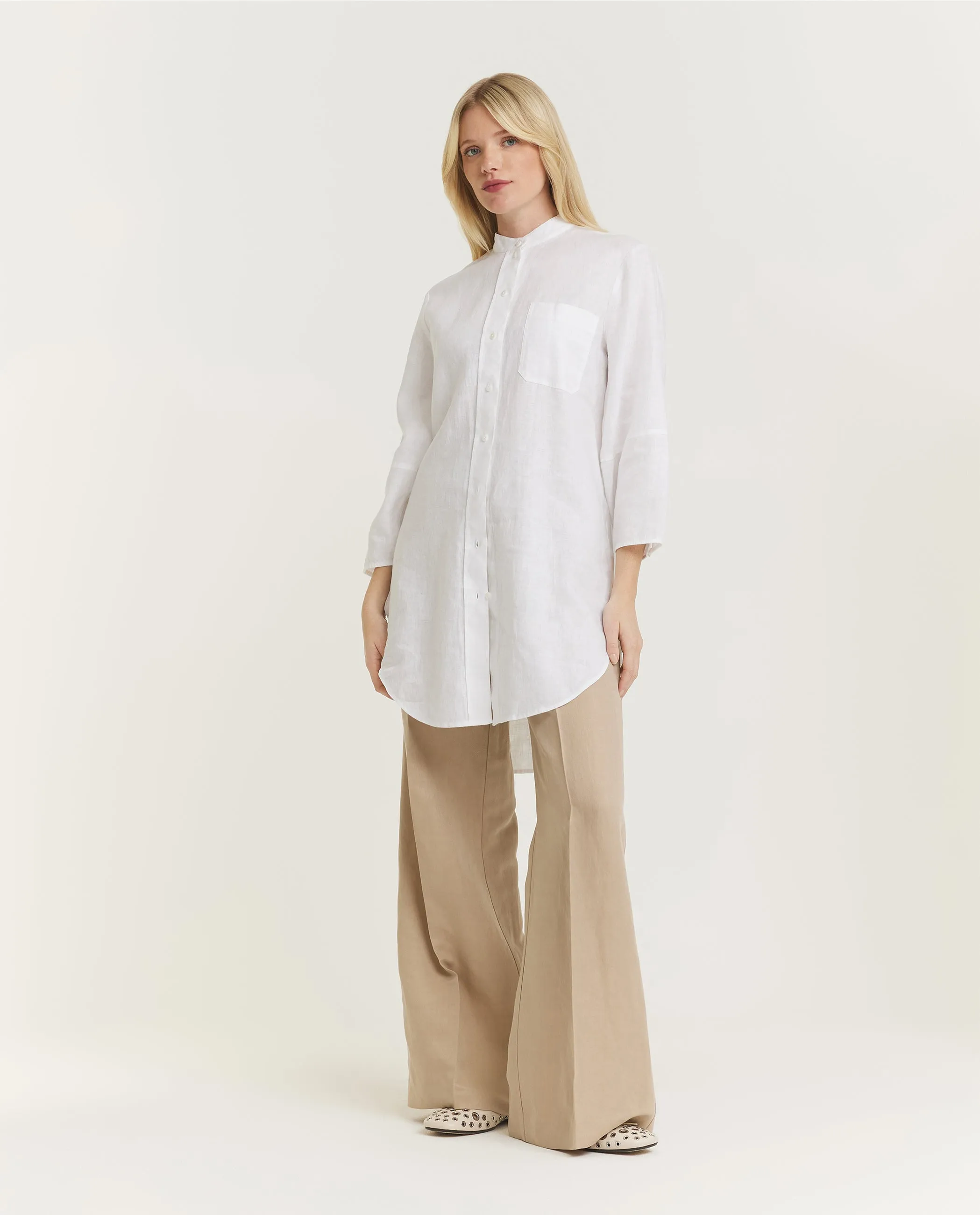 Linnen Mandarin Shirt - Wit sold by Pauw Amsterdam