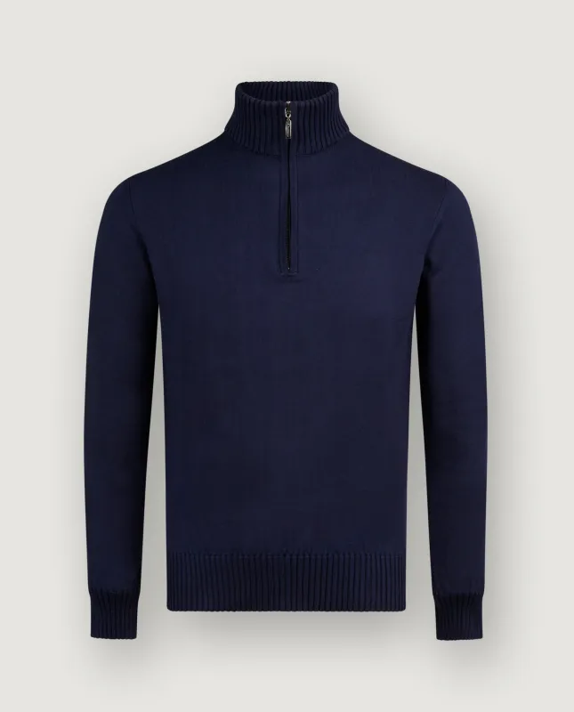 Katoenen Half Zip Trui - Donkerblauw sold by Pauw Amsterdam